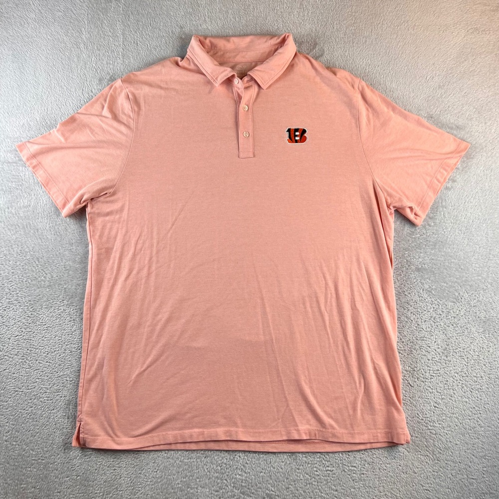 Vineyard Vines Mens Edgartown Polo Shirt XL Peach Cincinnati Bengals NFL Logo